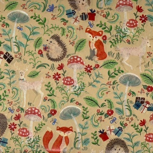 Woodland Whimsy Tissue Paper 20&quot;X30&quot; 5-10 Sheets Fox Hedgehog Mushroom Deer Krafty Forest Creatures Luxury Premium Decoupage eco-friendly