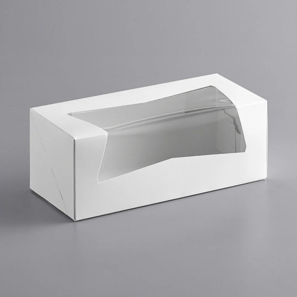 1 White Bakery Box Popup Window 9 x 4 x 3.5 Donut Pastry Muffin Cookie Bread Soap Gift eco friendly