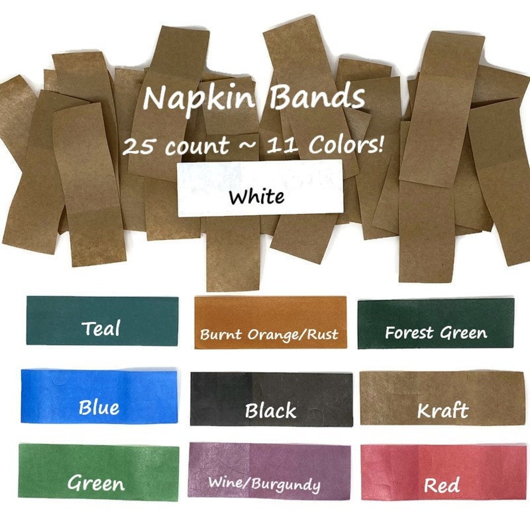 New! Napkin Bands 25-50 Self Adhesive Paper Ring Wrap Wedding Birthday ...