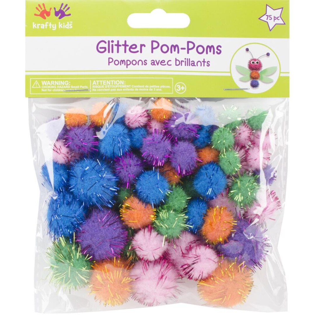 Glitter Pompoms Variety Pack 75 Assorted Tinsel Craft Etsy