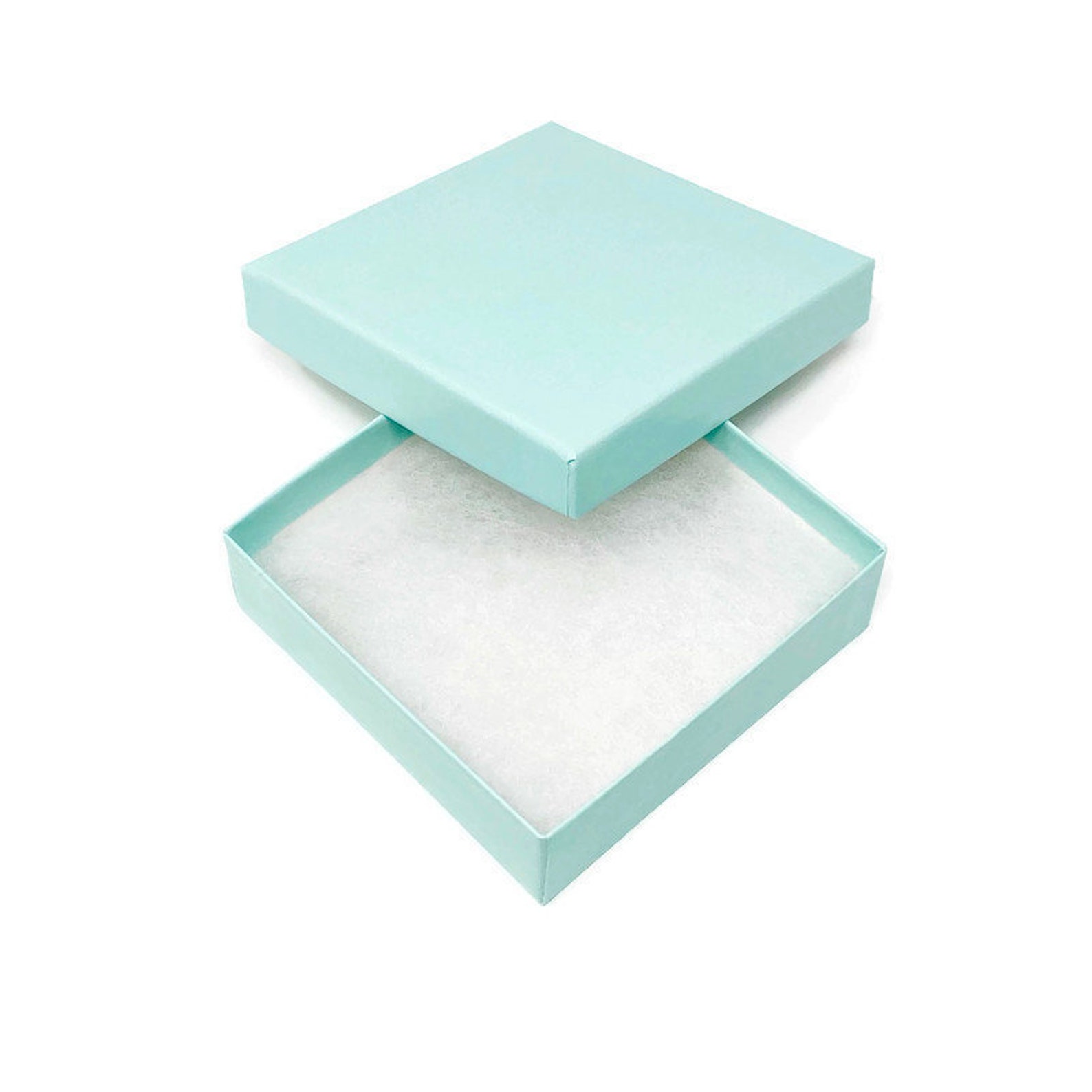 Teal Blue Jewelry Box Cotton Filled Gift Boxes 3 1/2 X 3 1/2 X Etsy.de