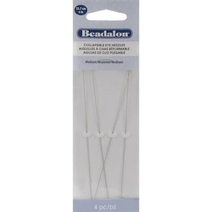 Collapsible Eye Needles 5&quot; 4/Pkg  BEADALON Jewelry Tools Craft Thin Small Bead Hole Needle