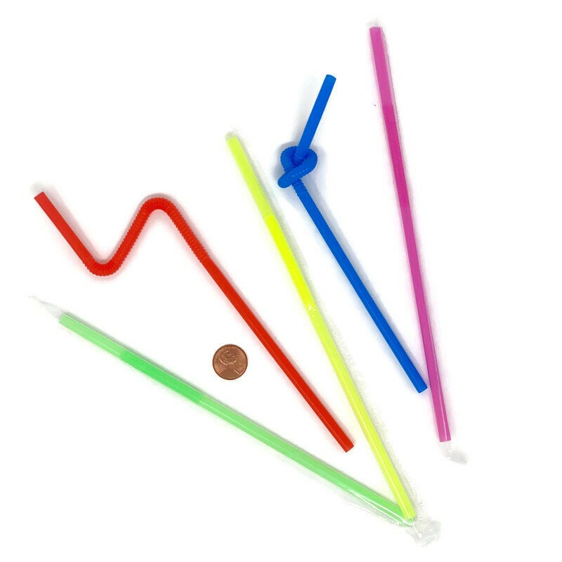 Bendable Crazy Party Straws Jumbo Neon Bendy Straw 8 3/4 Etsy