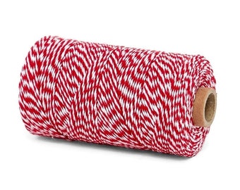 Red & White Baker's Twine 4 Ply 240 Yd Spool 100% Cotton String Paper Craft Scrapbook Card Making Gift Wrap Favor eco friendly