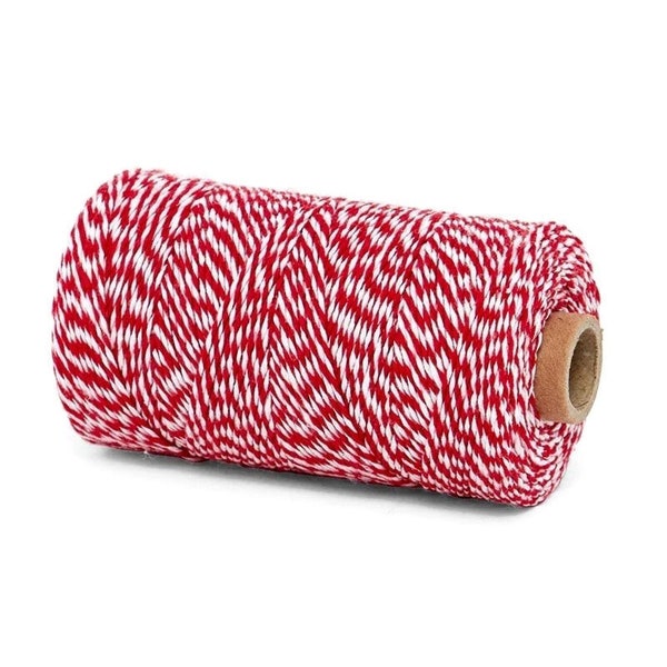 Red & White Baker's Twine 4 Ply 240 Yd Spool 100% Cotton String Paper Craft Scrapbook Card Making Gift Wrap Favor eco friendly