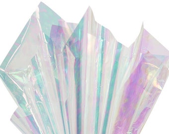 Iridescent Cello Sheets 18X30" 5ct Gift Packaging Birthday Party Decor Craft Rainbow Mermaid Holographic Cellophane Film Valentine Easter