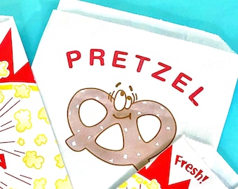 Pretzel Bags Double Open eco-friendly Party Favor Treat Bags Tie The Knot Concession Theater Carnival Fair Festival Circus Family Night