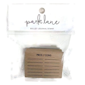Pros & Cons Wooden Stamp Bullet Journal, Organizer, Paper Craft Park Lane