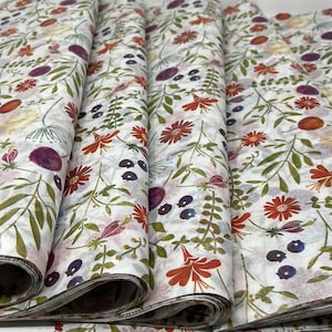 Alpine Meadow Tissue Paper 20&quot; X 30&quot; 5-10 sheets Premium Floral Nature Botanical Decoupage Gift Wrap Pom eco-friendly