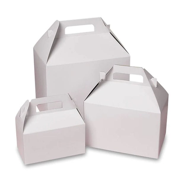 5ct Mini White Gable Boxes 4X2-1/2X2-1/2 Gift Party Favor Wedding Bridesmaid Catering Birthday Holiday eco friendly