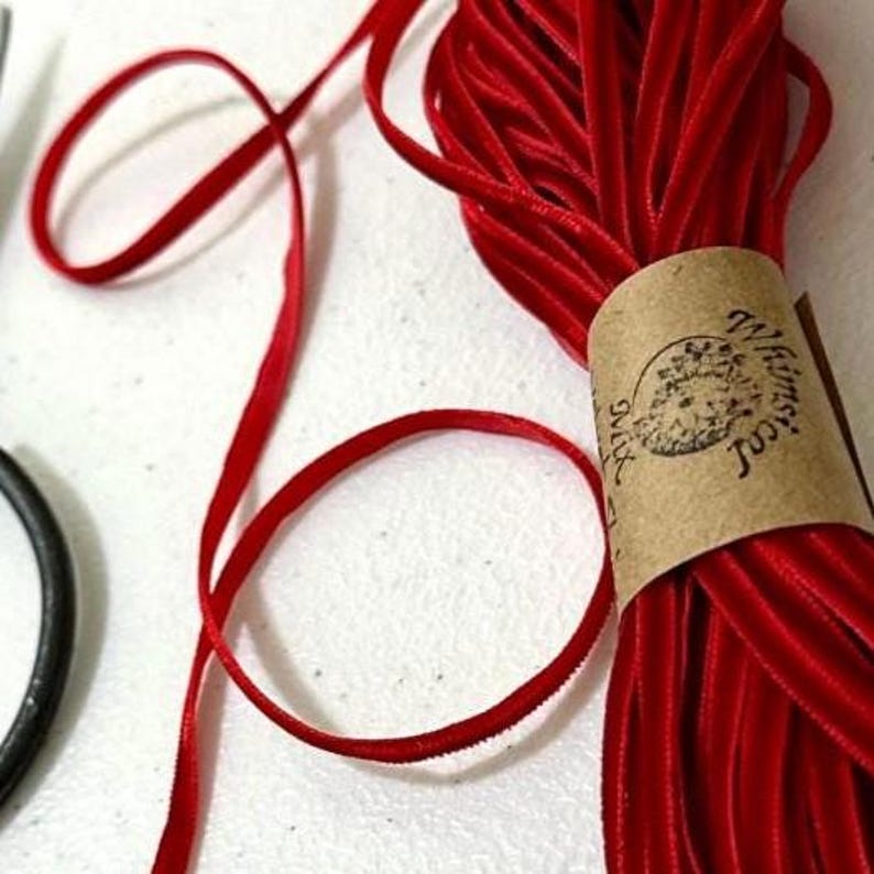 Velvet Ribbon 1/8 inch String Invitation Wedding Ornament Châteaucore Necklace Plush Cord Gift Bookmark Scrapbook Craft Card Holiday 5 Yards image 8