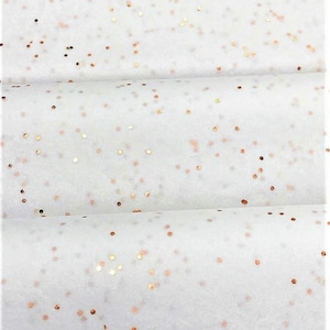 White & Rose Gold Gemstone Tissue Paper 5-10 sheets 20" X 30" Holographic Sequin Glitter Sparkle Luxury Gift Wrap Pom