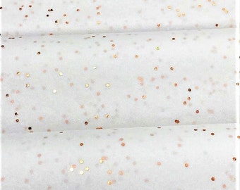 White & Rose Gold Gemstone Tissue Paper 5-10 sheets 20" X 30" Holographic Sequin Glitter Sparkle Luxury Gift Wrap Pom