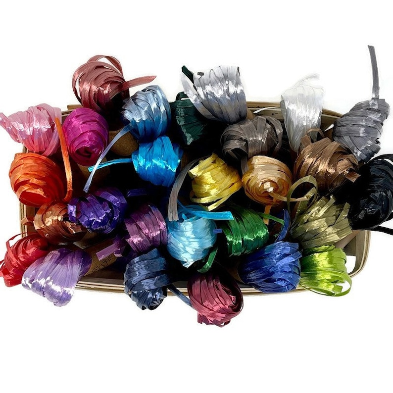 Pearlized Raffia Ribbon 10 Yards Natural Rayon Matte Colored - Etsy