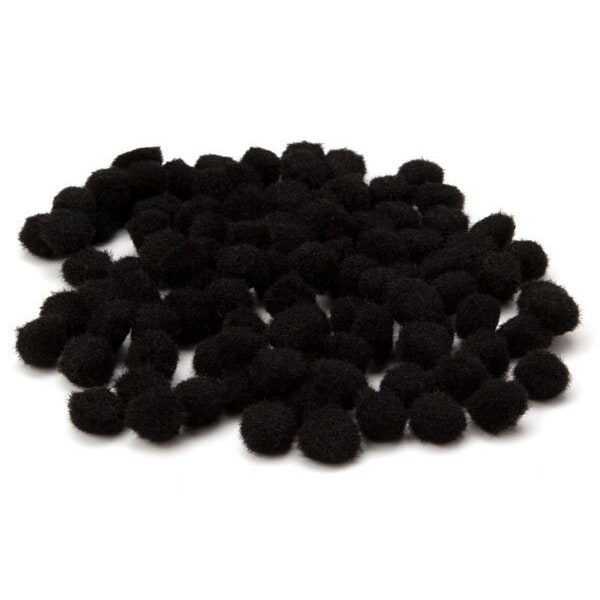 Black 1/2" Pom-Poms, 100 Pack .5 inch Kids Crafts DIY Art Card Making Scrapbook Papercraft