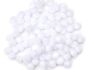 White 1/2" Pom-Poms, 100 Pack Kids Crafts DIY Art Card Making Scrapbook Papercraft