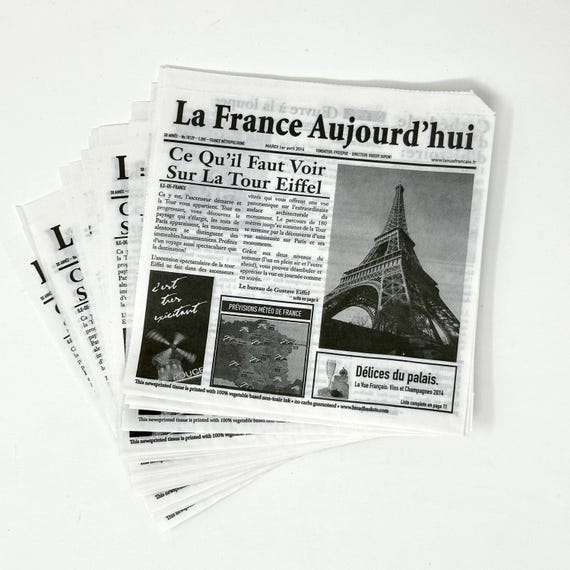 French Newsprint Pretzel Sandwich Bags 7 X 7