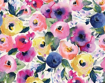 Papel de regalo floral de acuarela de lujo de 30" x 30" para el Día de la Madre, con diseño de ranúnculos, rosa, azul marino, verde y perla, para manualidades, álbumes de recortes, tarjetas, decoración para cualquier ocasión.