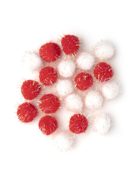 Red Tinsel Pom-Poms, Craft Supplies, Crafts Pom Poms, Bulk Craft  Accessories, 100 Pieces, Red 