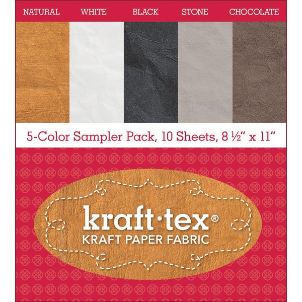 kraft-tex Sampler Pack 8.5X11 10 Pkg 5 Colors Leather-Like Vegan Paper Fabric Craft Sewing