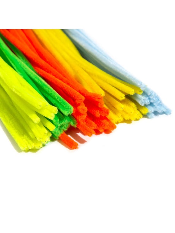 Neon Stems Pipe Cleaners, 6mm X 12 Inch, 100 Pack Blue Green Yellow Orange  Felting Art Craft Animal Cousin DIY 