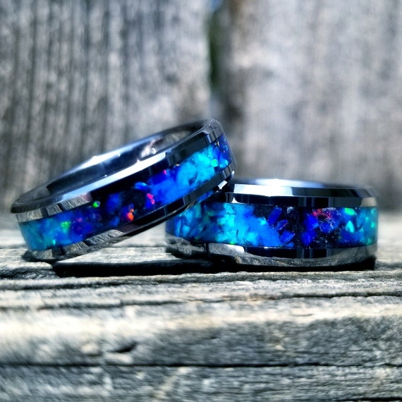 Blue wedding ring sets his and hers deals