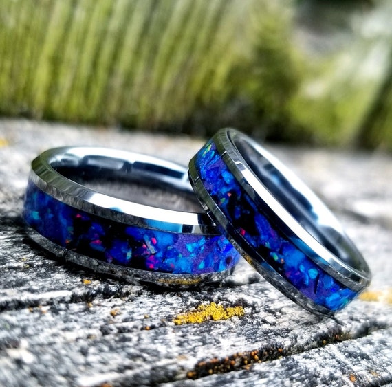 Blue fire opal mens ring sale