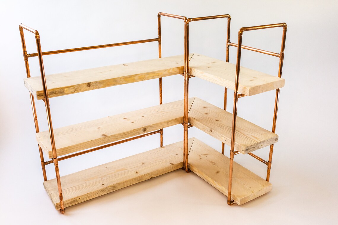 Copper Pipe Corner Shelving Unit Etsy