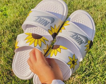 custom sunflower nike slides