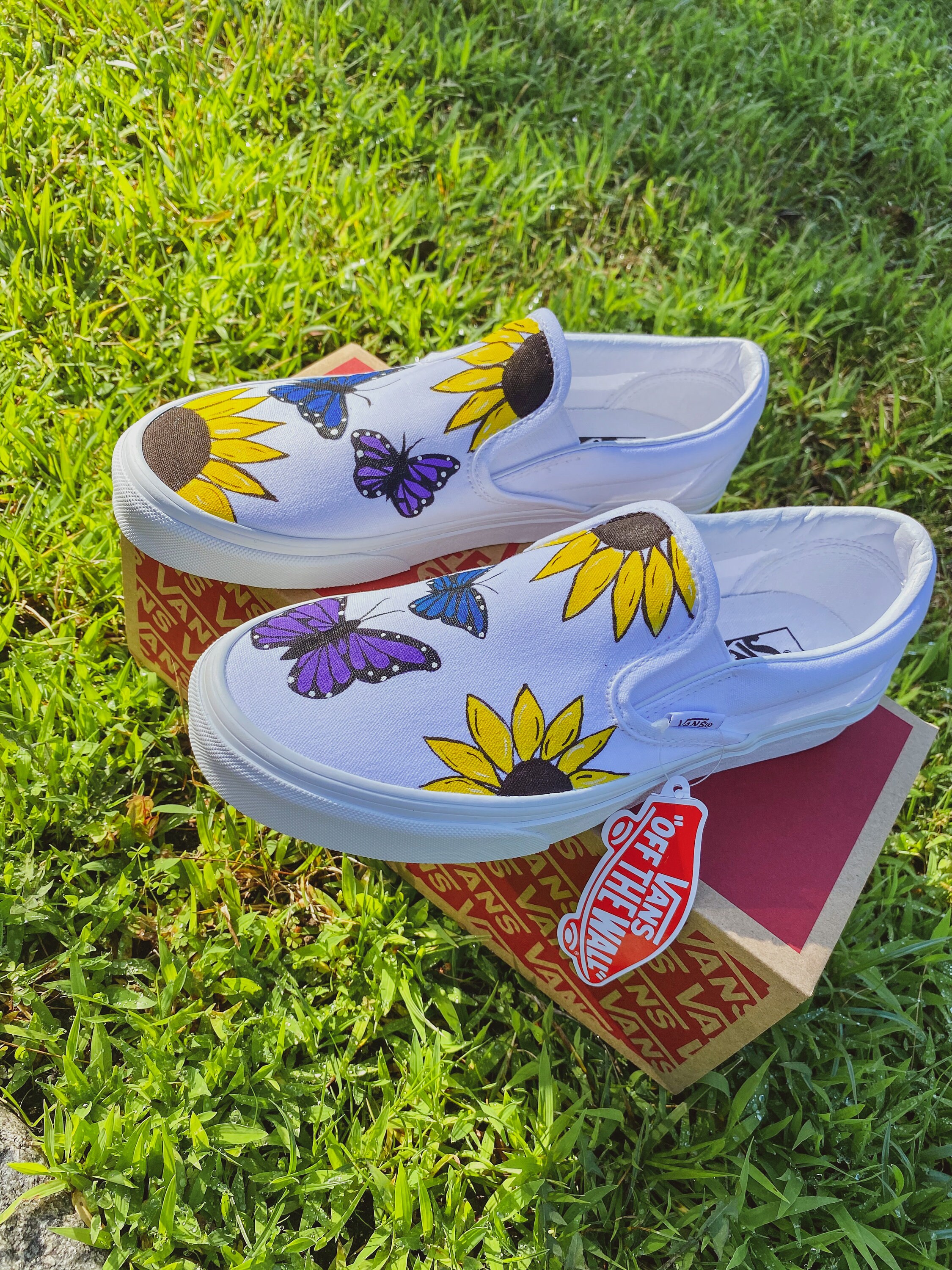 Sunflower & Butterfly Vans - Etsy