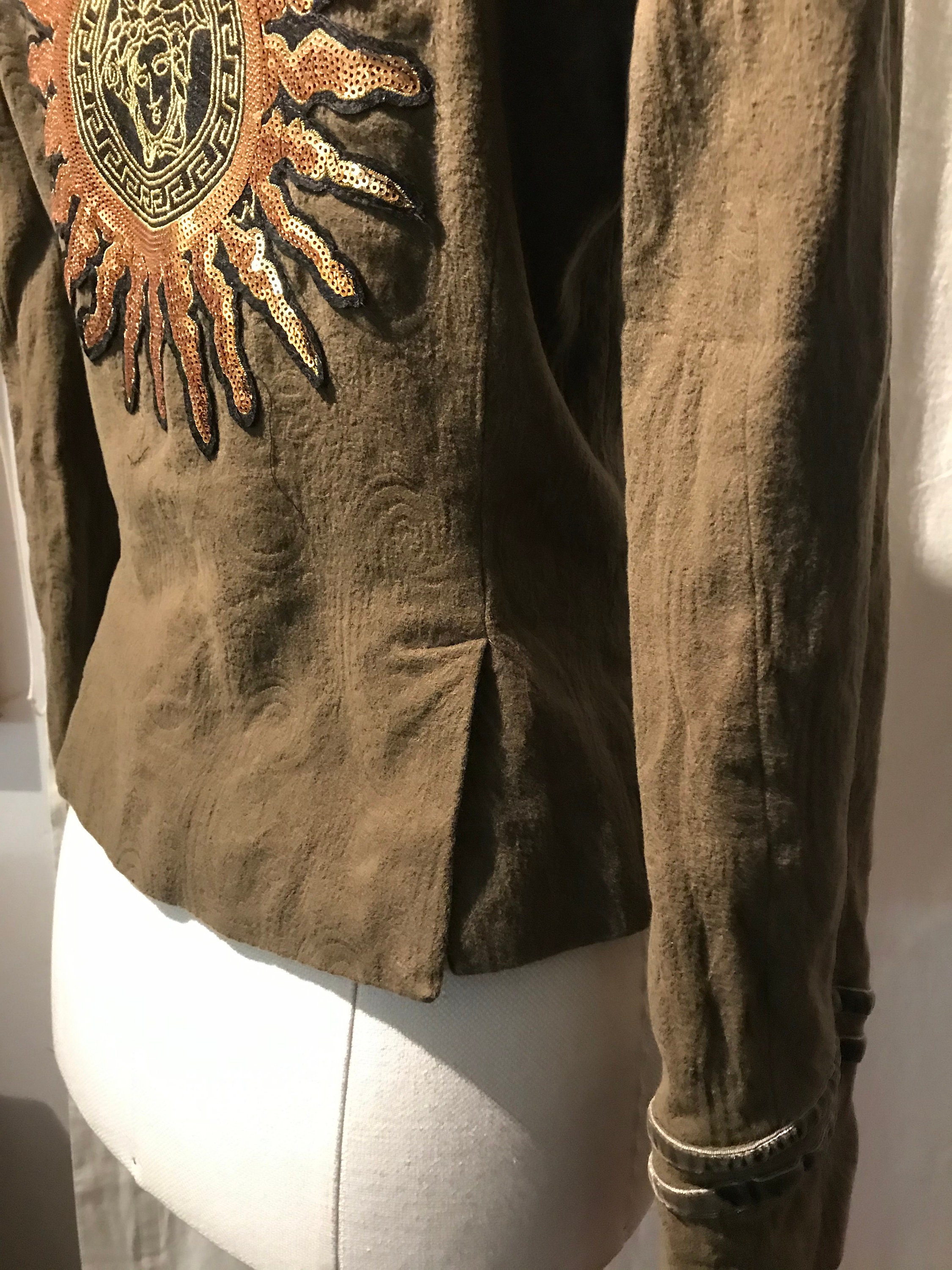 Vintage Military Green jacket with Medusa patch by Versace and Etsy