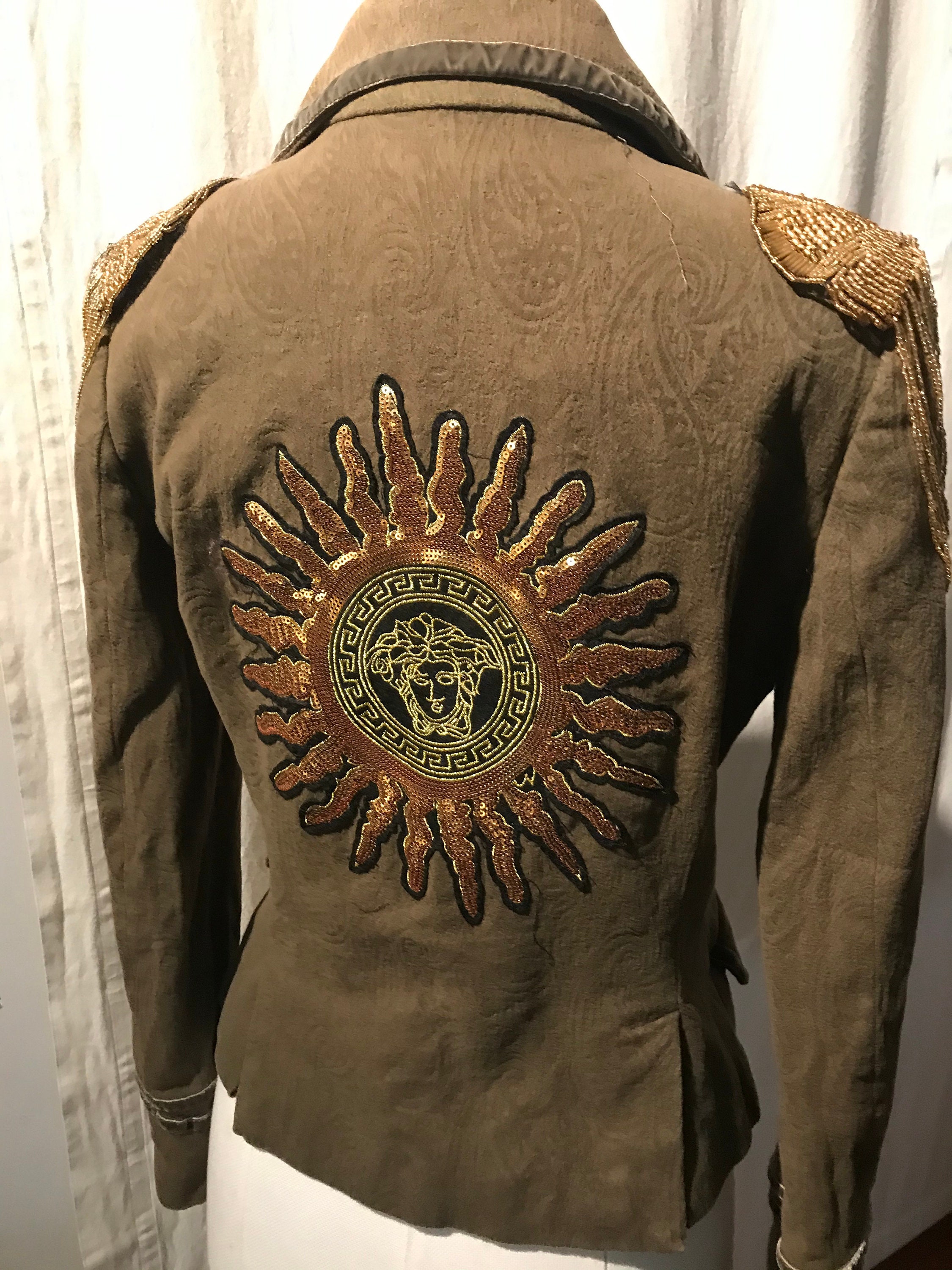 Vintage Military Green jacket with Medusa patch by Versace and Etsy