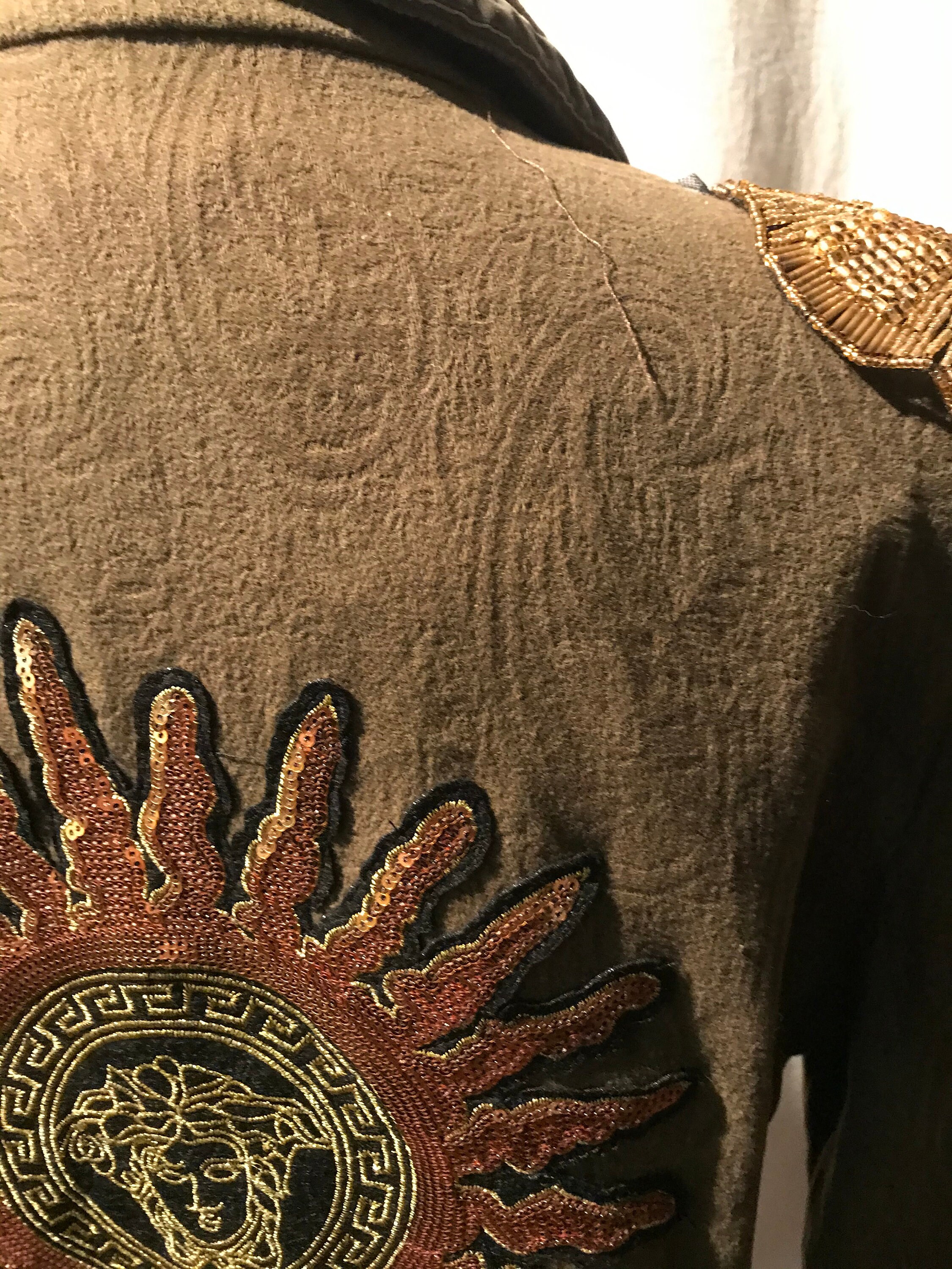 Vintage Military Green jacket with Medusa patch by Versace and Etsy