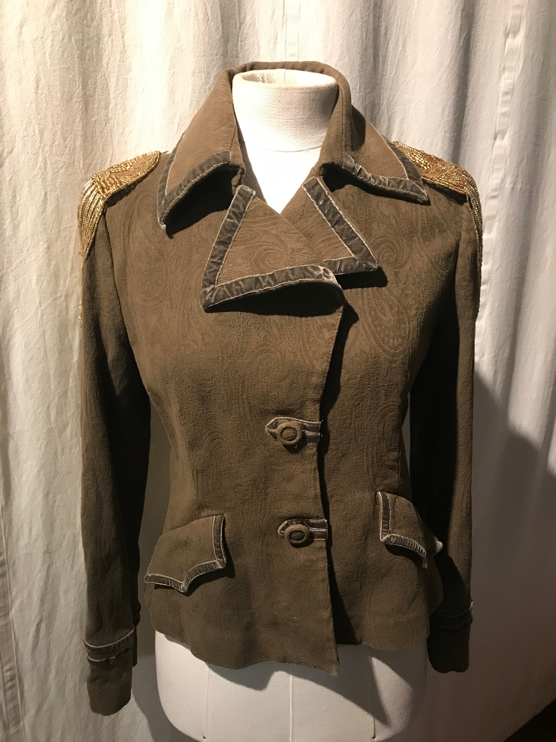 Vintage Military Green jacket with Medusa patch by Versace and Etsy