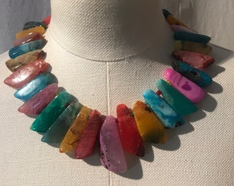 Necklace with maxi irregular stones in multicolored Agata