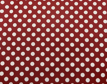 344 COTTON fabric red background with white polka dots sold by the yard.