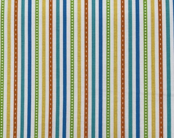 685 COTTON fabric multi color stripes with dots & dashes sold by the yard.