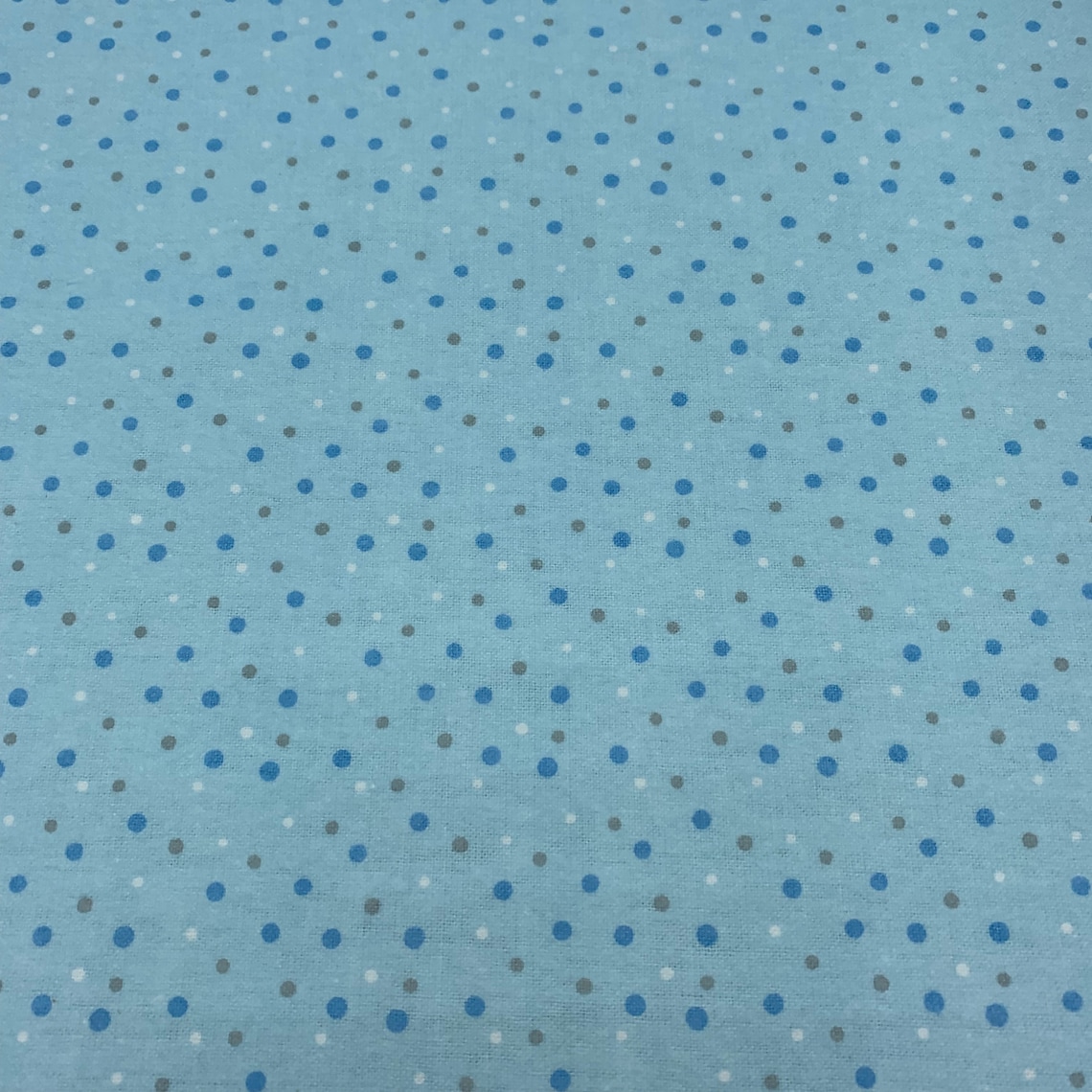 326 Flannel Fabric Blue With Gray White and Blue Polka Dots | Etsy