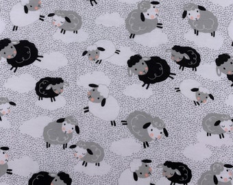 Fence Cotton Nursery Flannel Fabric Coral Crafts Gray Whimsy Animals Sheep for Quilting Nursery Flannel Fabric Teal Farm