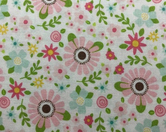 86 COTTON fabric with flowers multi colored and multi size sold by the yard