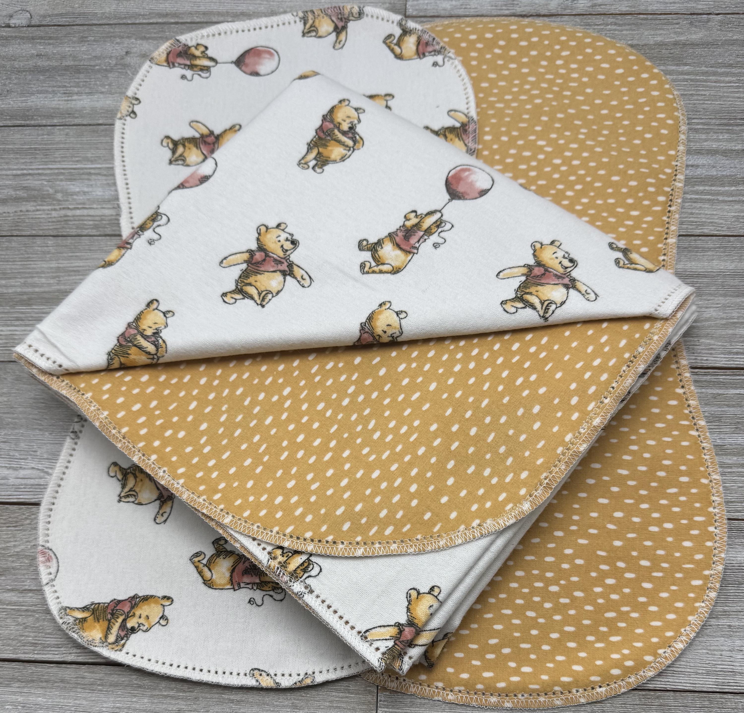 Hemstitch flannel baby blanket ready to crochet around the edges double sided 2 matching burps perfect for that handmade baby shower gift.