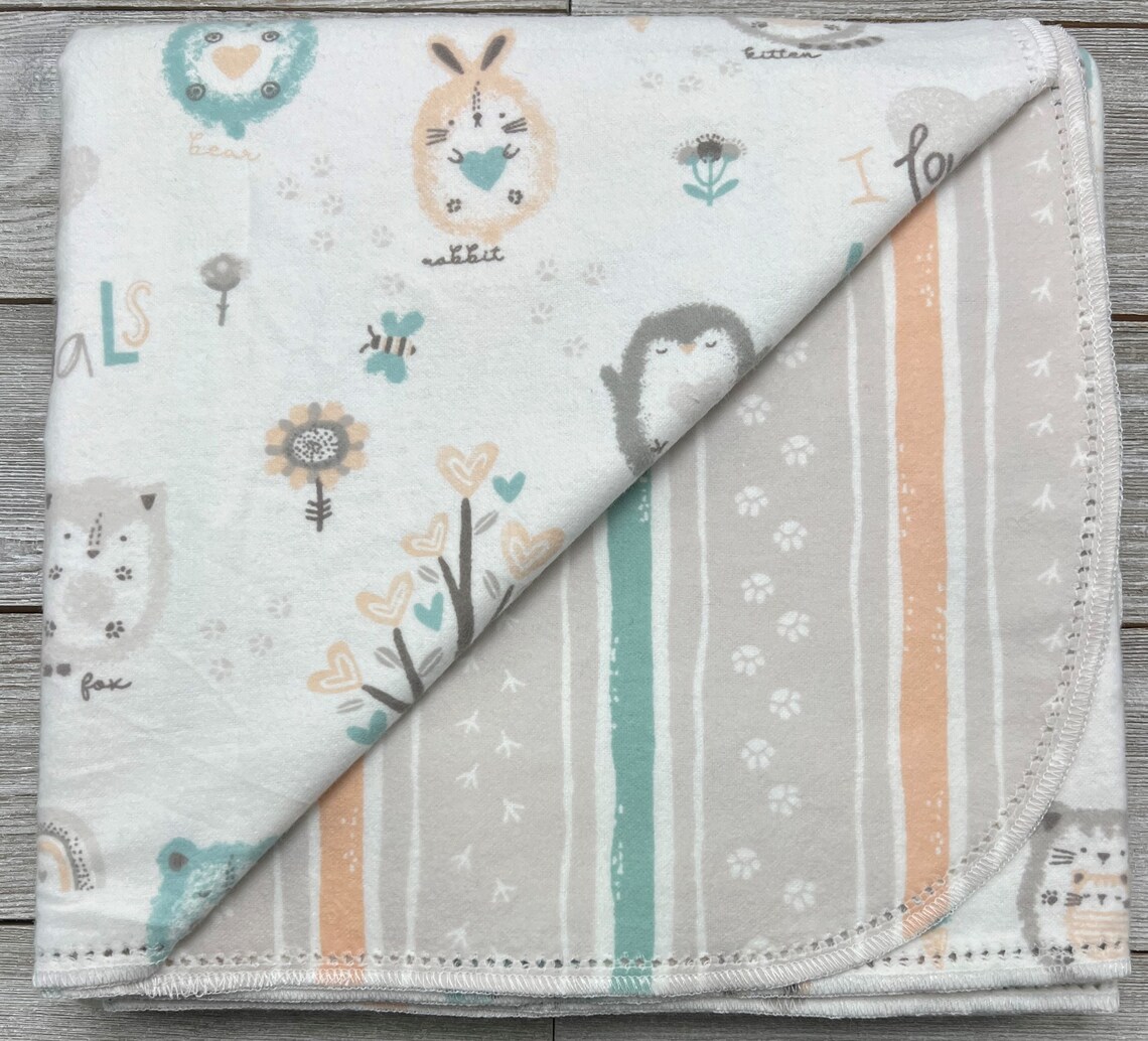 Hemstitch Flannel Baby Blanket Ready to Crochet Around Borders Etsy