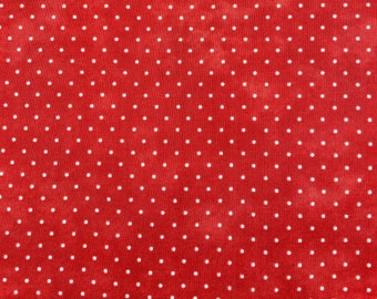 547 COTTON fabric red background with white polka dots sold by the yard.