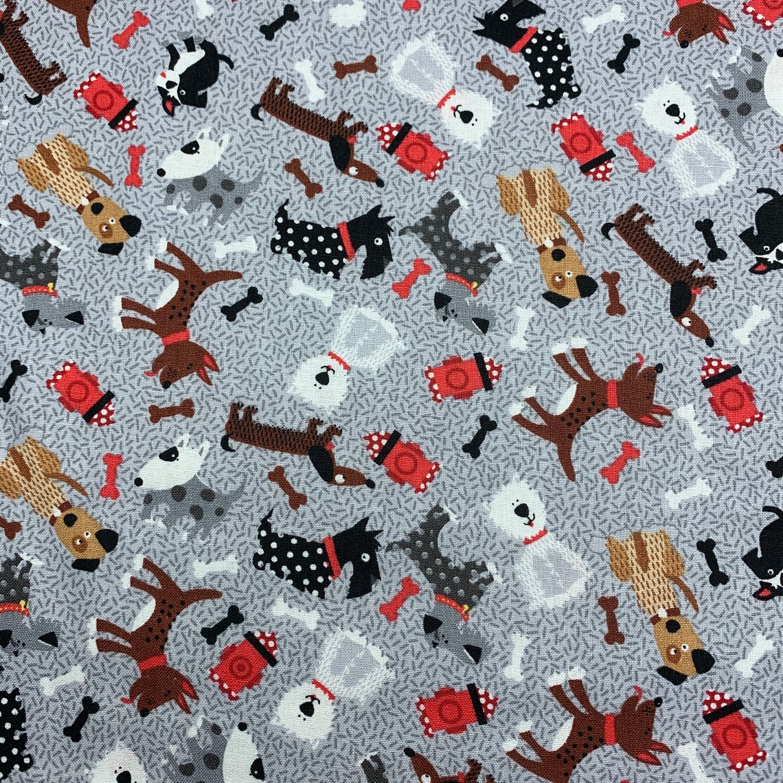 229 COTTON Fabric Gray Tweed Affect Background With Tossed - Etsy