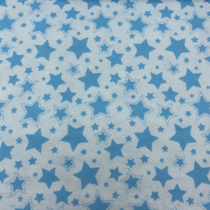 663 Flannel Fabric White Background With Powder Blue Small and Etsy