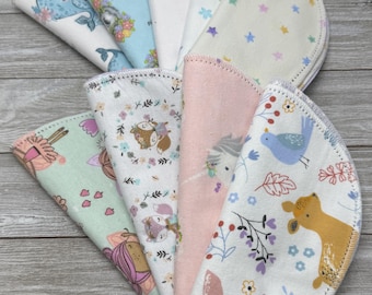 Girl - Hemstitch flannel baby burps - Ready to crochet around edges - sets of 2 double sided burps