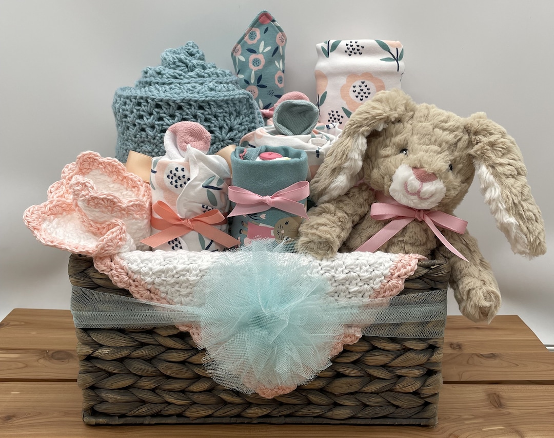 Infant Gift Basket Newborn Gift Baby Shower Gift Basket Handmade Baby