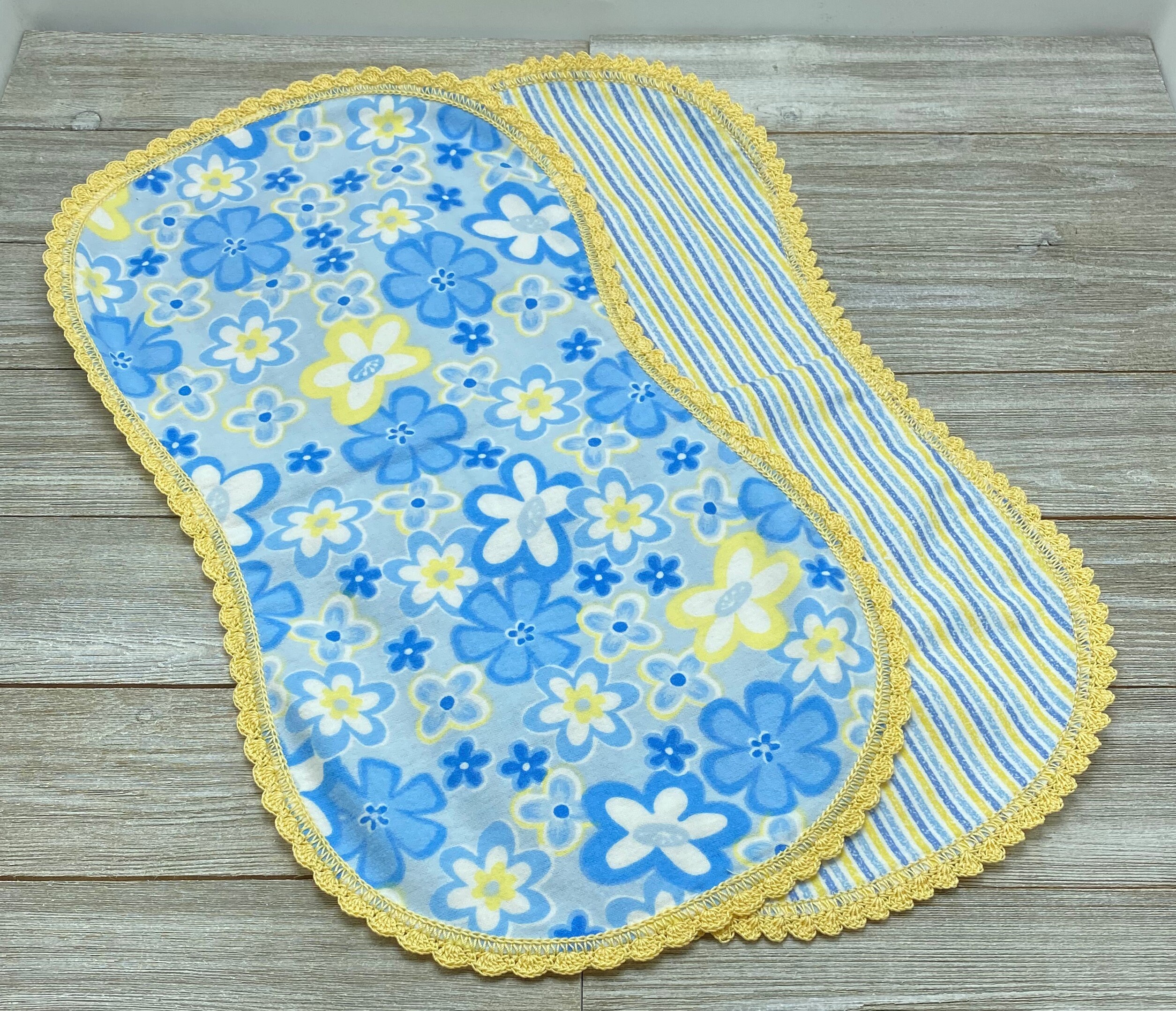 32 Hand crochet edging flannel baby blanket double sided 2 Etsy