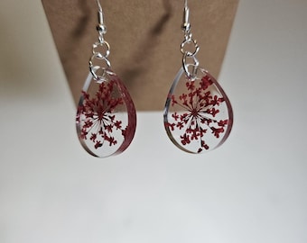 Real Pressed and Dried Botanical Resin Earrings - Hypoallergenic Hooks