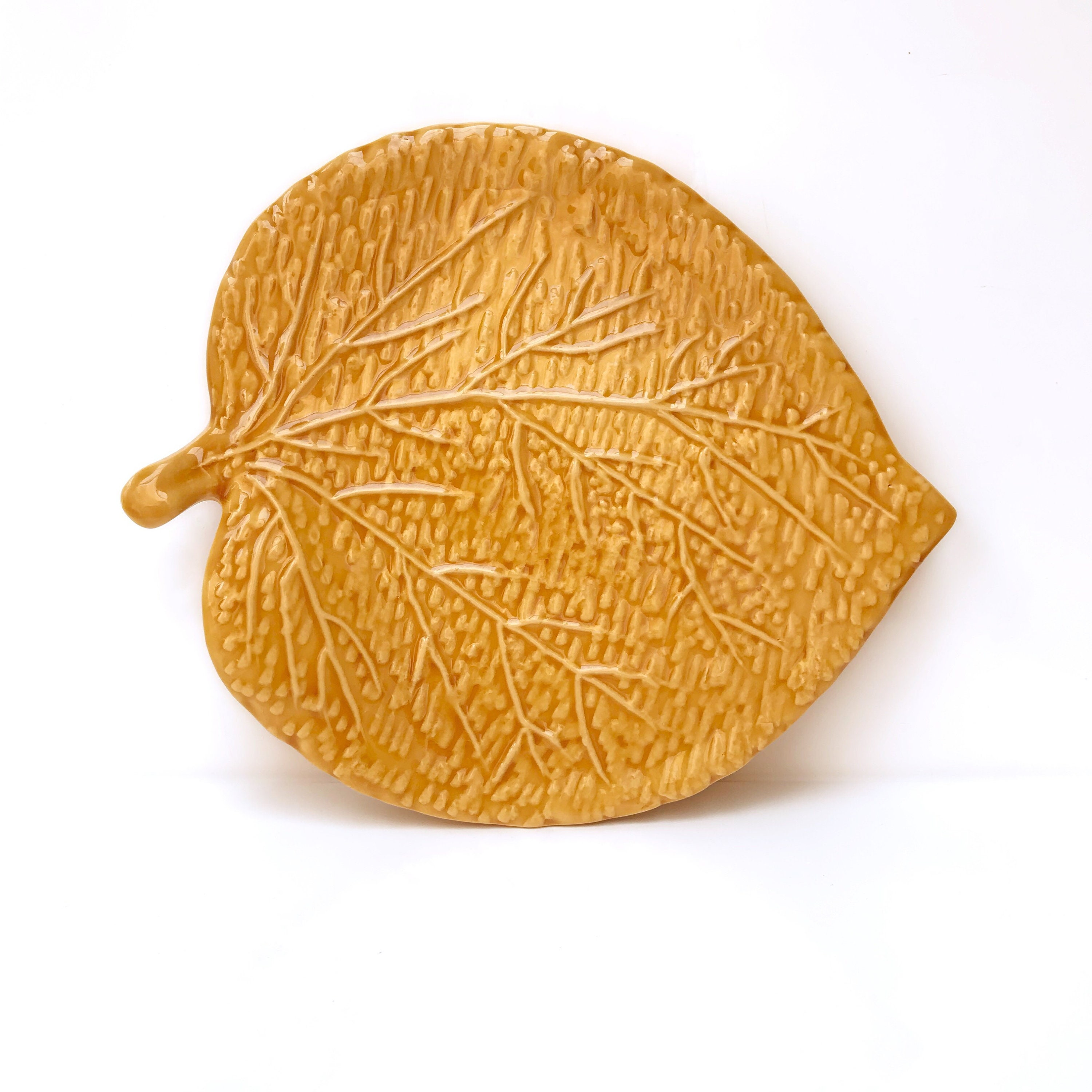 Millésime Français Années 1960 - Plaque à Feuilles Vitrées Jaune Ocre Des 1970